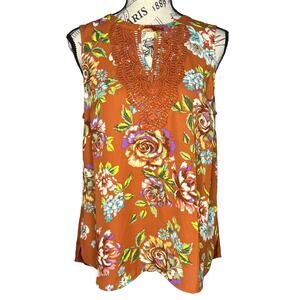 Daniel Rainn SMALL Quin Keyhole Crochet Blouse - Stitch Fix Mixed Material Top